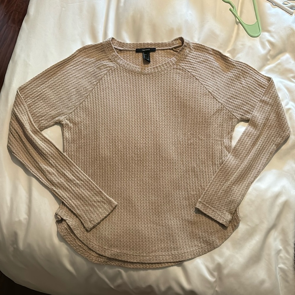 Tan waffle knit tunic